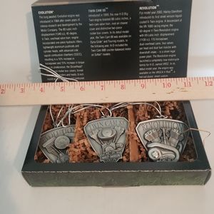 Harley-Davidson Christmas 2001 Pewter Ornaments Evolution Twin Cam Revolution
